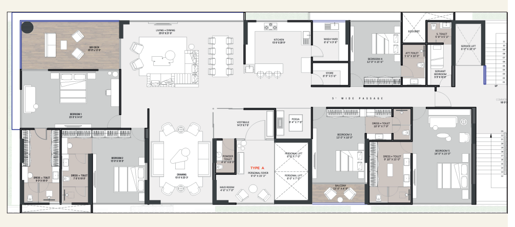 5 BHK floor plan