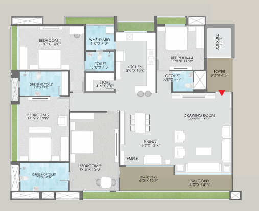 4 BHK floor plan