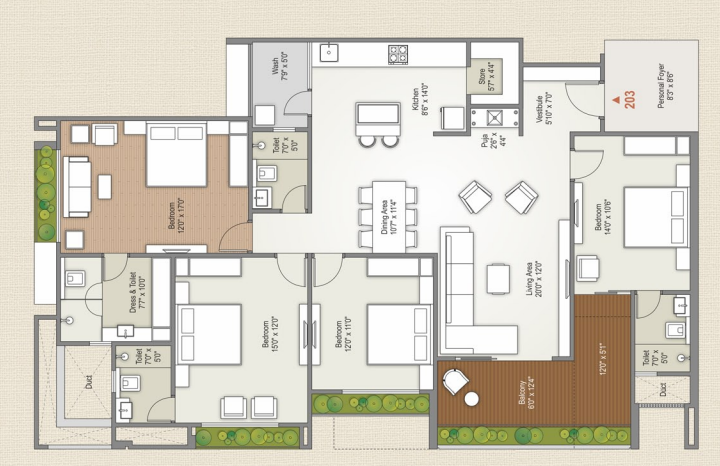 4 BHK floor plan