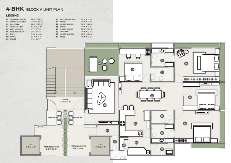 4 BHK floor plan
