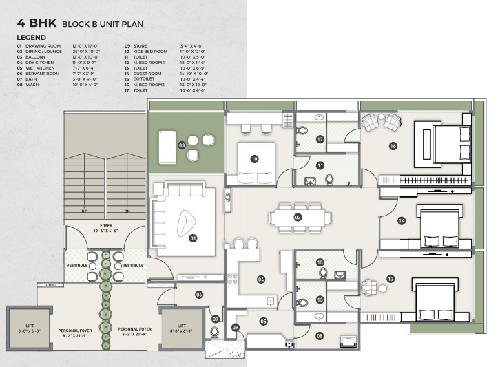 4 BHK floor plan