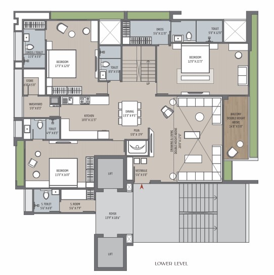 4 BHK floor plan