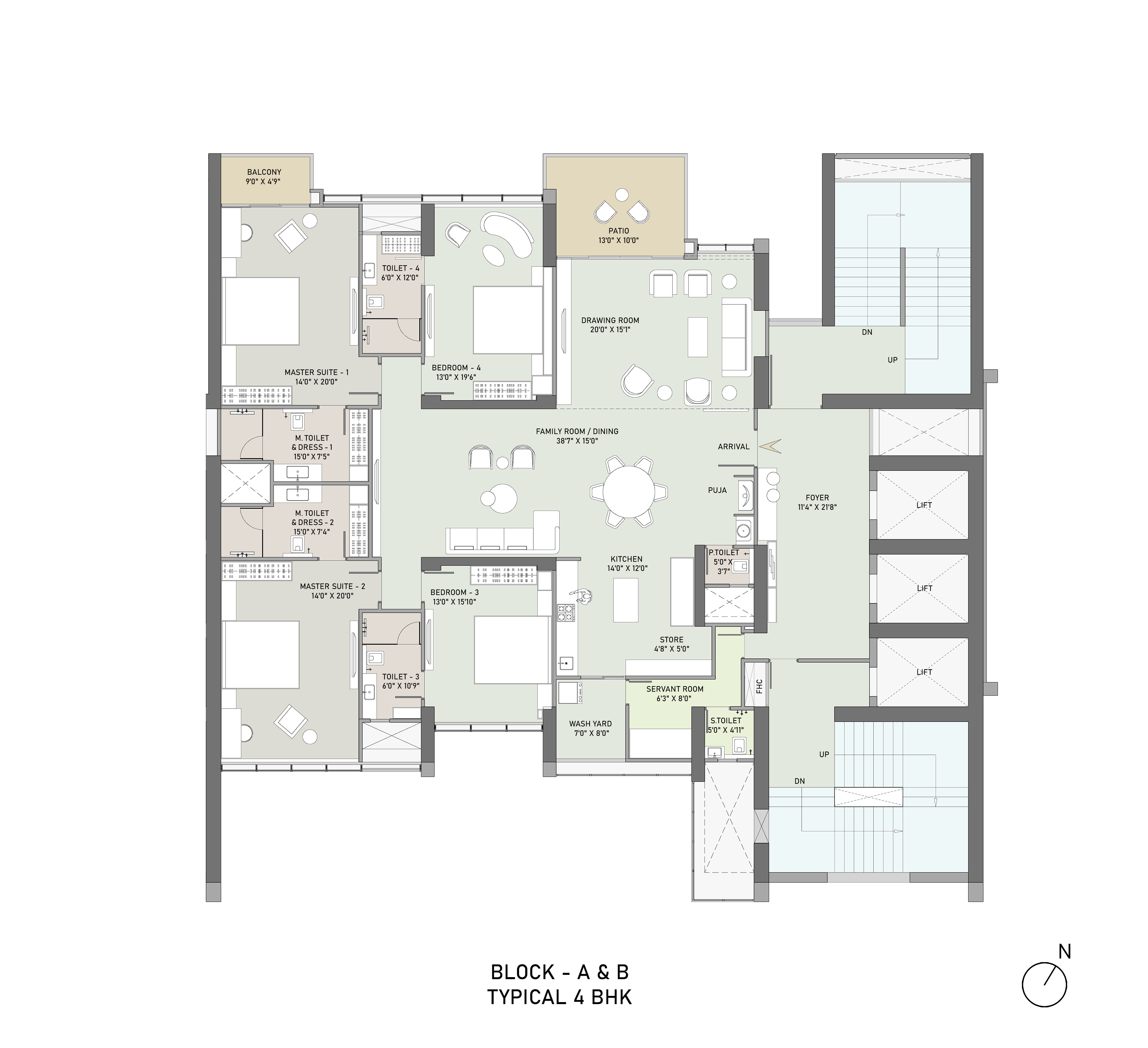 4 BHK floor plan