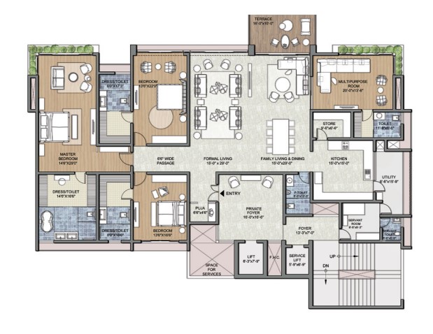 4 BHK floor plan