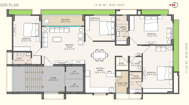 4 BHK floor plan