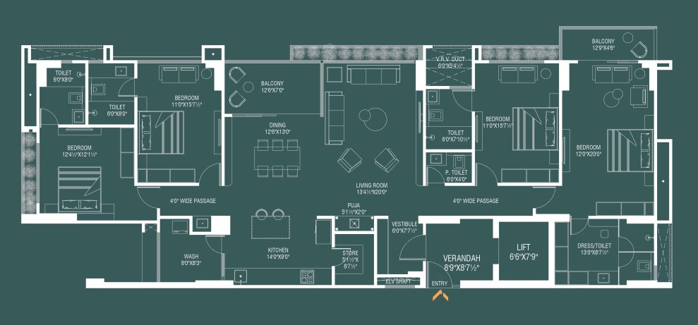 4 BHK floor plan