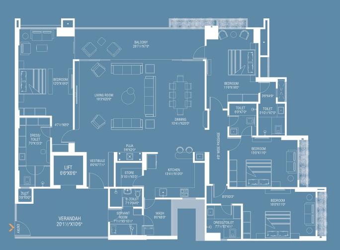 4 BHK floor plan
