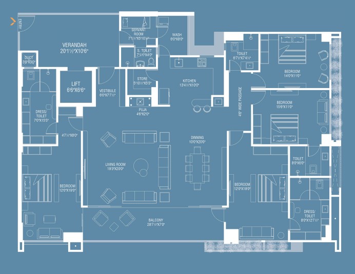 4 BHK floor plan