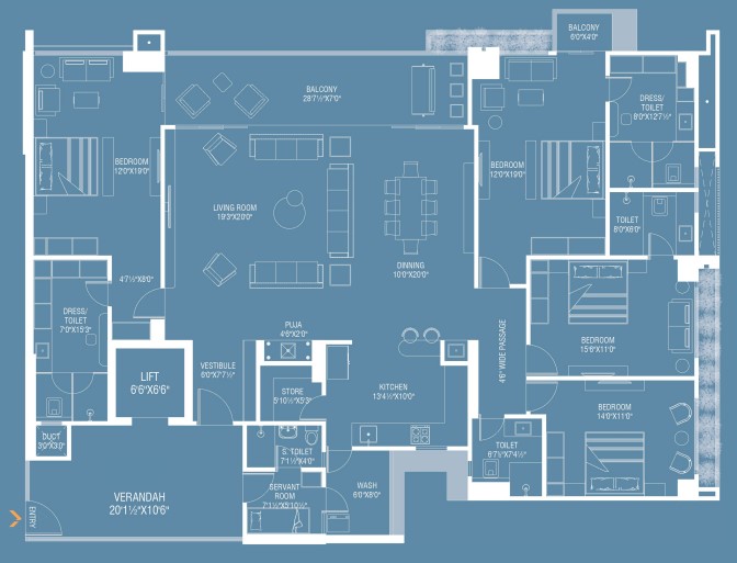 4 BHK floor plan