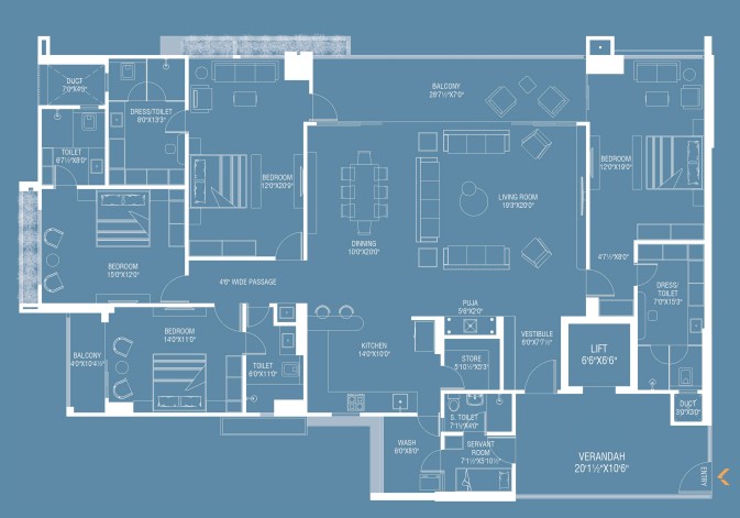 4 BHK floor plan