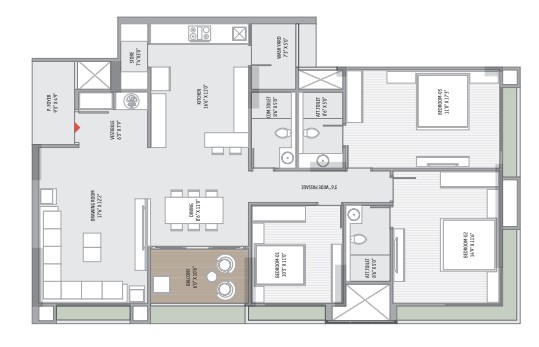 3 BHK floor plan
