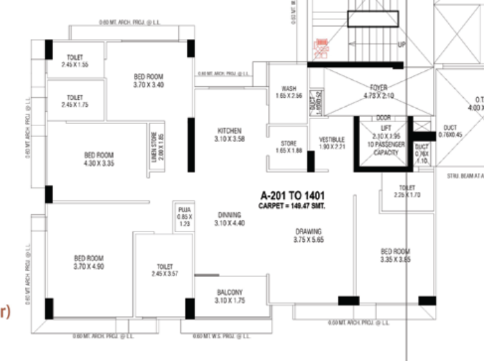 4 BHK floor plan