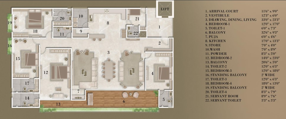 4 BHK floor plan