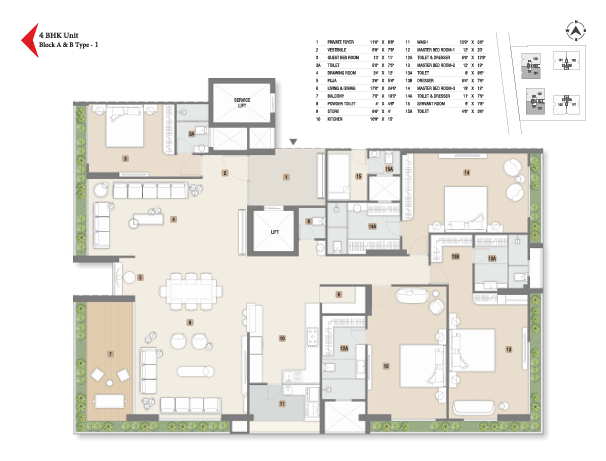 4 BHK floor plan