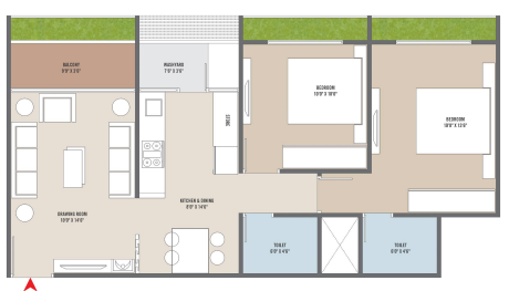 2 BHK floor plan