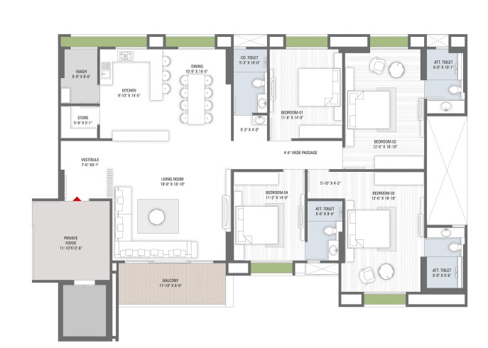 4 BHK floor plan
