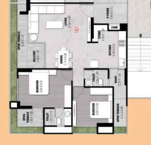 2 BHK floor plan