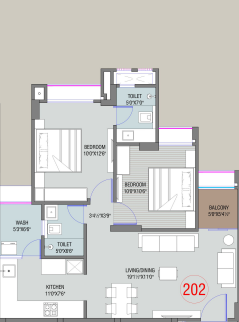 2 BHK floor plan
