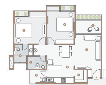 2 BHK floor plan