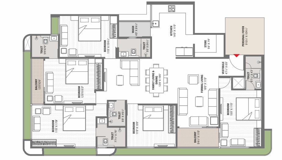 5 BHK floor plan