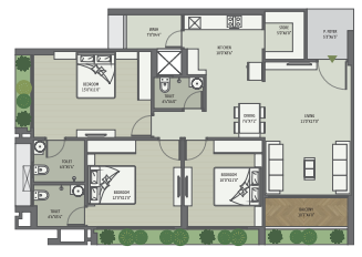 3 BHK floor plan