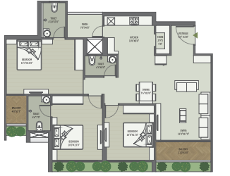 3 BHK floor plan