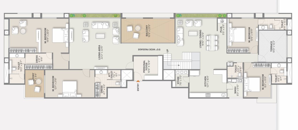 4 BHK floor plan