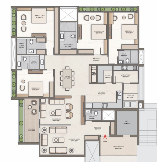 4 BHK floor plan