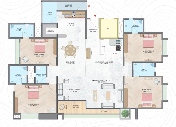 4 BHK floor plan