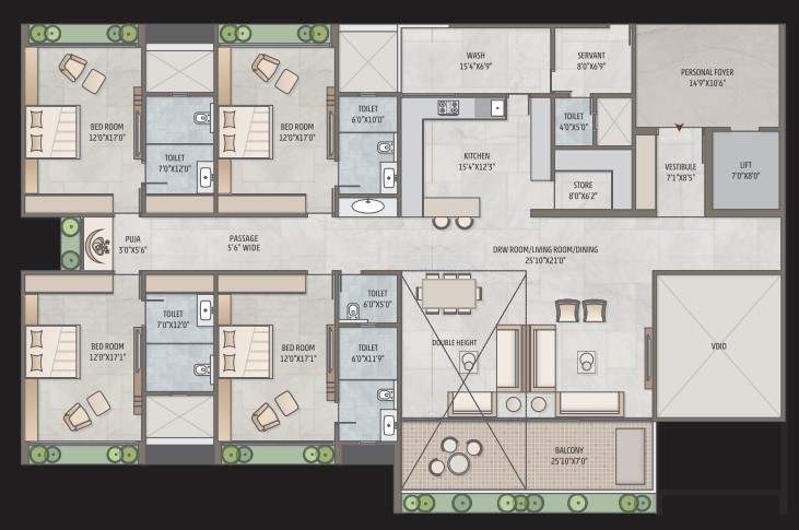 4 BHK floor plan