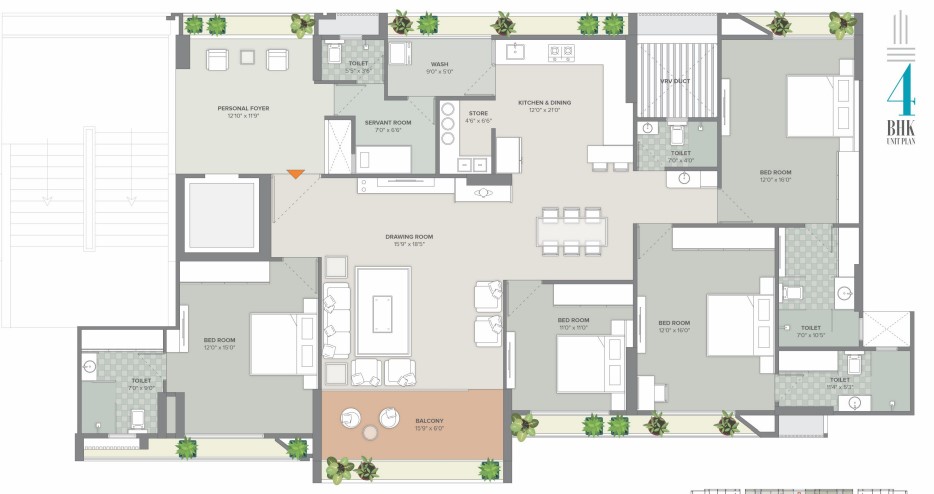 4 BHK floor plan