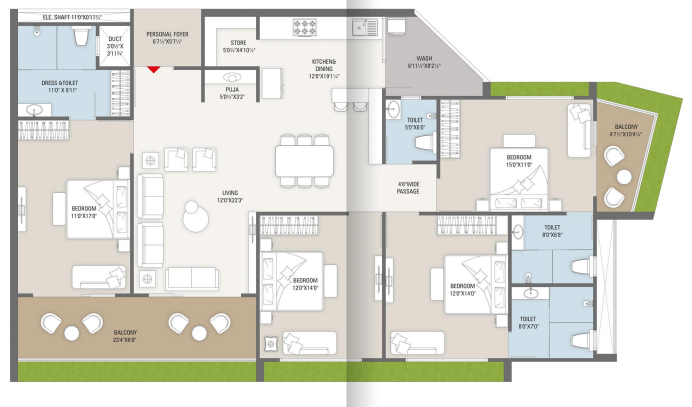 4 BHK floor plan