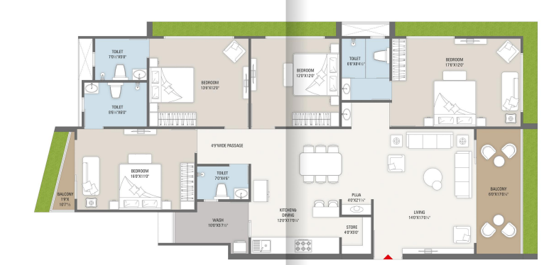 4 BHK floor plan