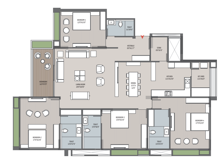 4 BHK floor plan