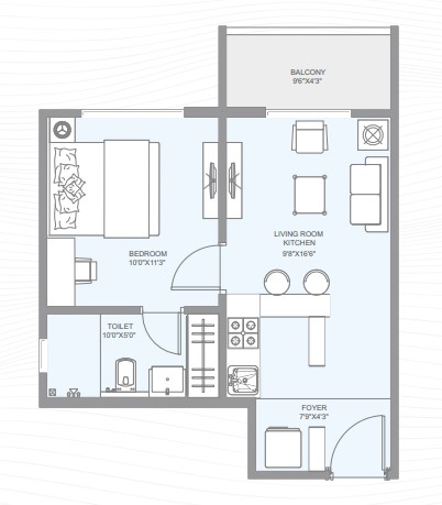 1 BHK floor plan