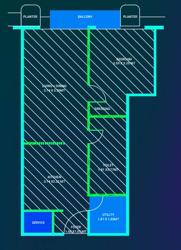 1 BHK floor plan