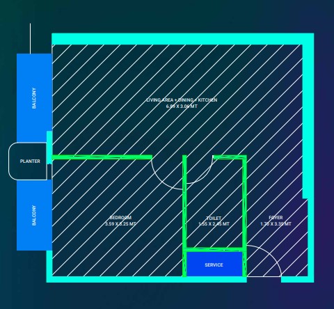 1 BHK floor plan