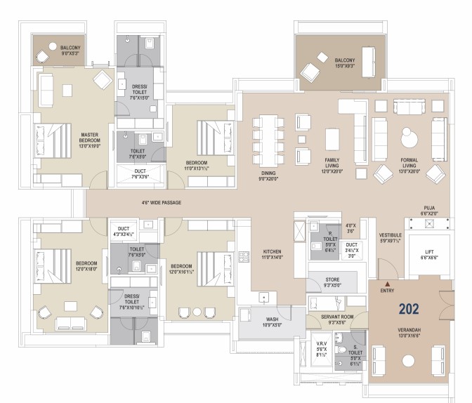 4 BHK floor plan