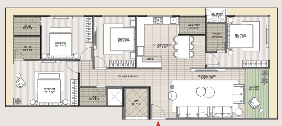 4 BHK floor plan