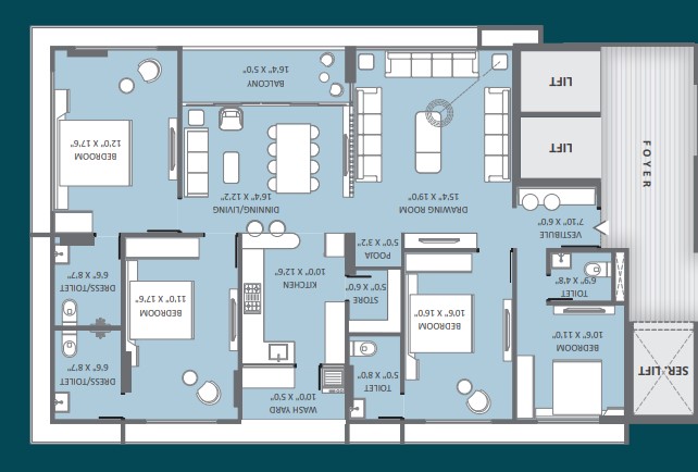 4 BHK floor plan