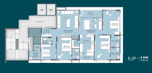 4 BHK floor plan