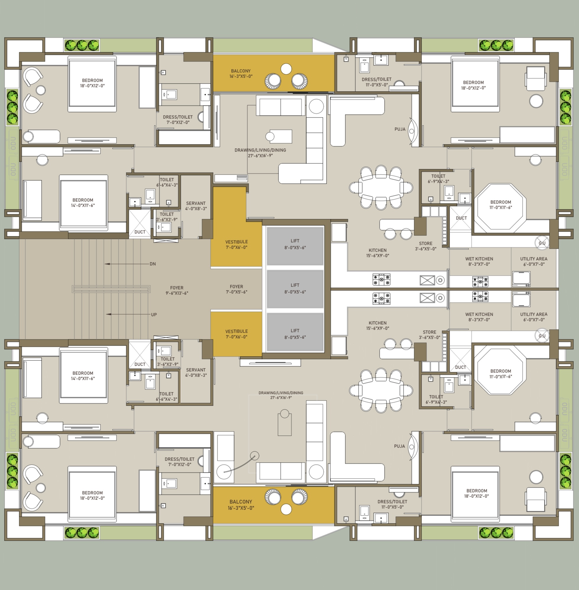 4 BHK floor plan