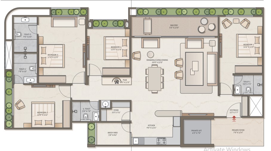 4 BHK floor plan