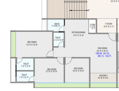 3 BHK floor plan